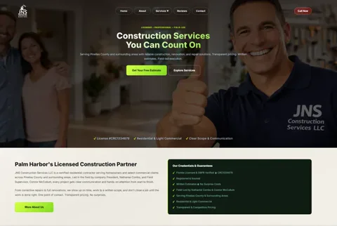 JNS Construction website case study